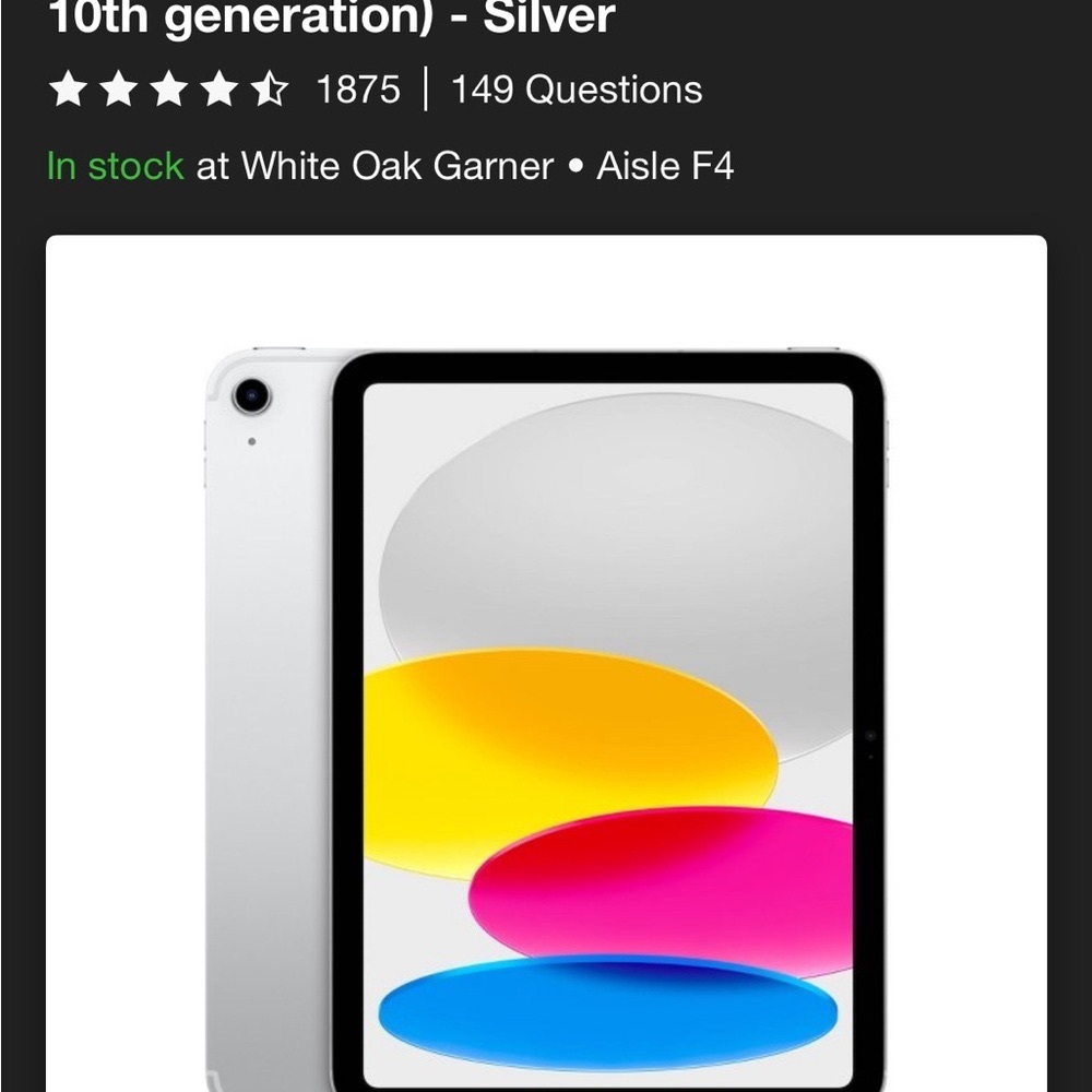 Apple Silver 10th gen iPad 64GB with Apple Pencil